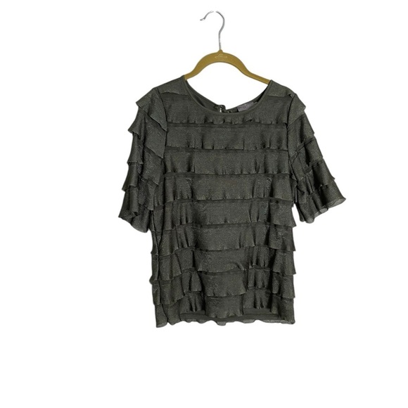 Anthropologie Vanessa Virginia Olive Green Ruffle Blouse XS - Picture 1 of 6